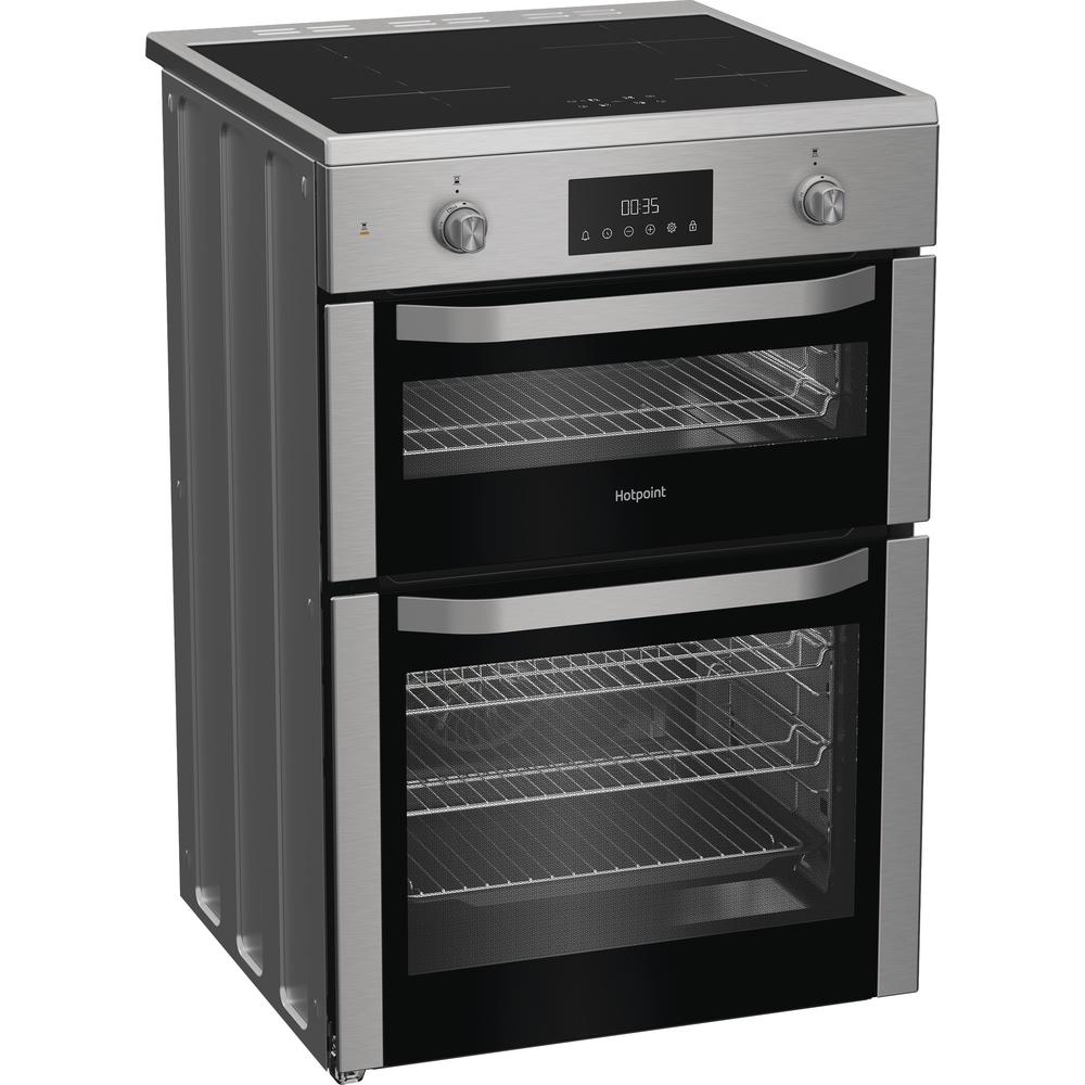Hotpoint HDE6IDC2X 60cm Electric Double Cooker with Induction Hob – 75L Multiflow Oven, Catalytic Cleaning, A Rated, Stainless Steel