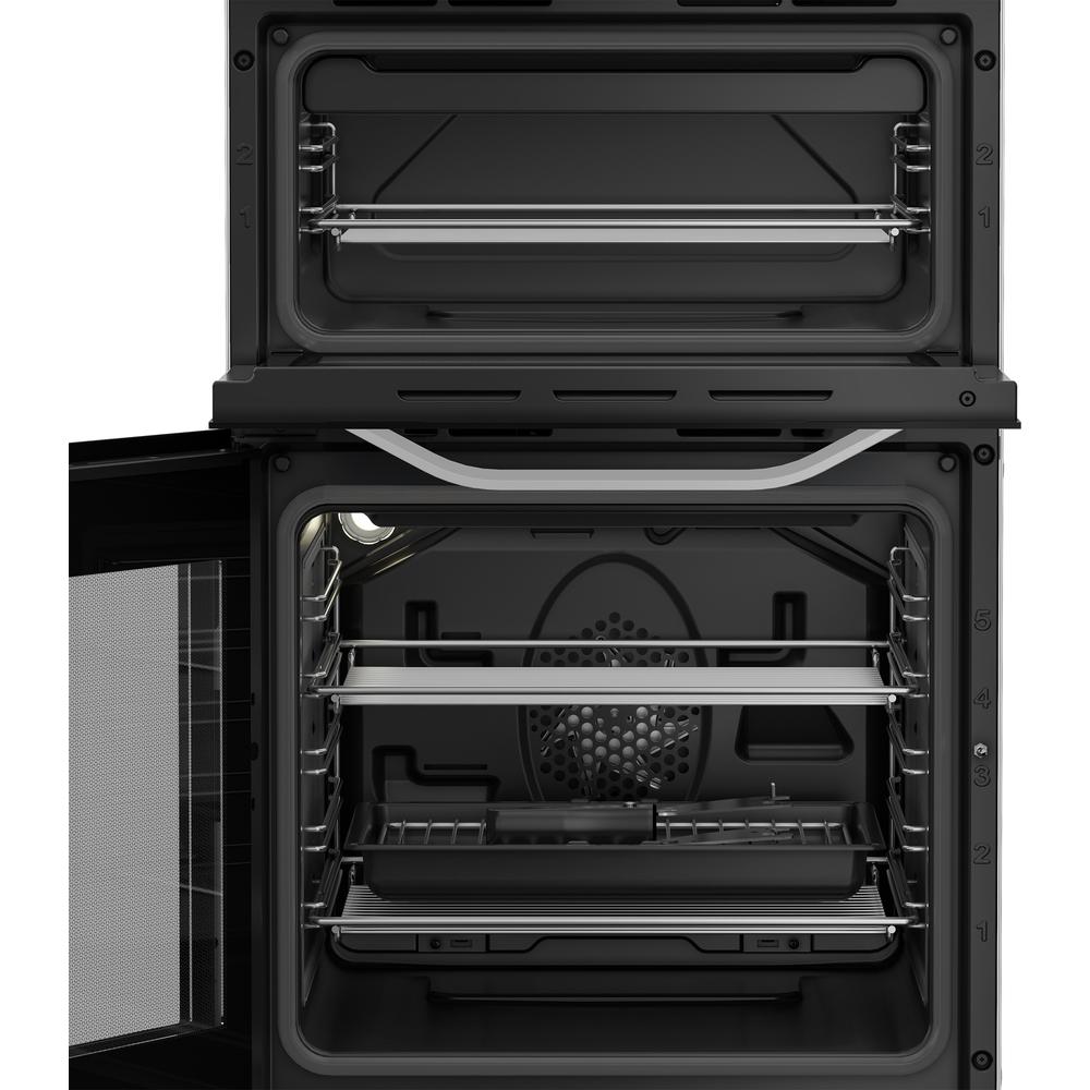 Hotpoint HTE5VCW 50 cm Electric Twin Cooker – 63 L Fan Oven, Ceramic Hob, Separate Grill, Catalytic Cleaning, A-Rated, White