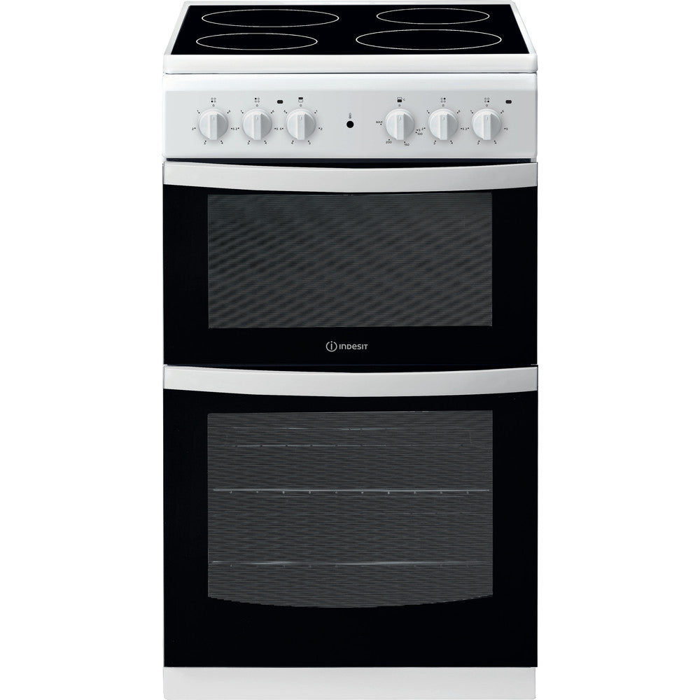 Indesit 50cm Electric Cooker with Ceramic Hob - White - ID5V92KMW