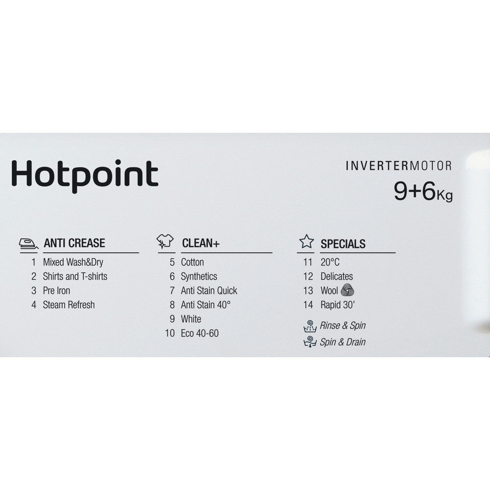 Hotpoint BIWDHG961485UK Integrated 9Kg / 6Kg Washer Dryer with 1400 rpm - White - D Rated