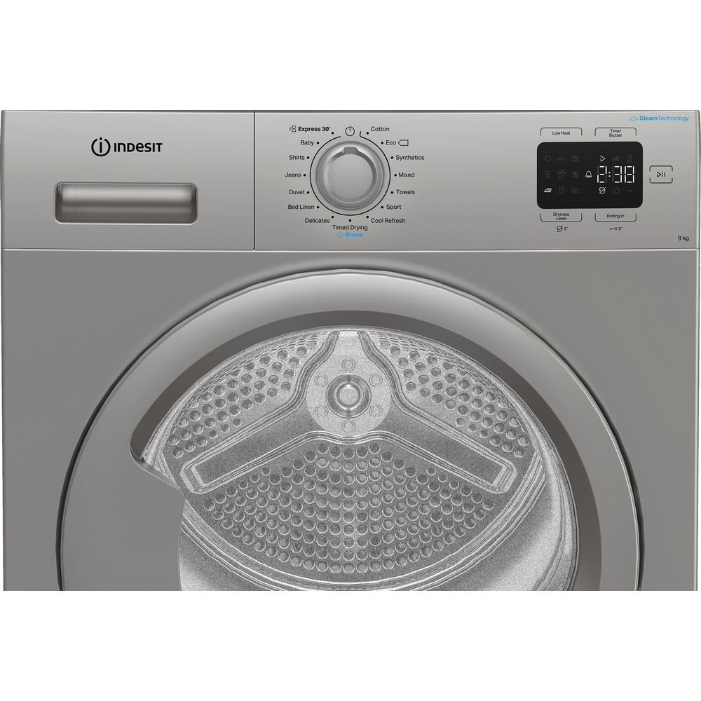 Hotpoint 9kg Heat Pump Tumble Dryer – Silver, 60cm, Steam Technology (CYD92DSSUK) Why this works: