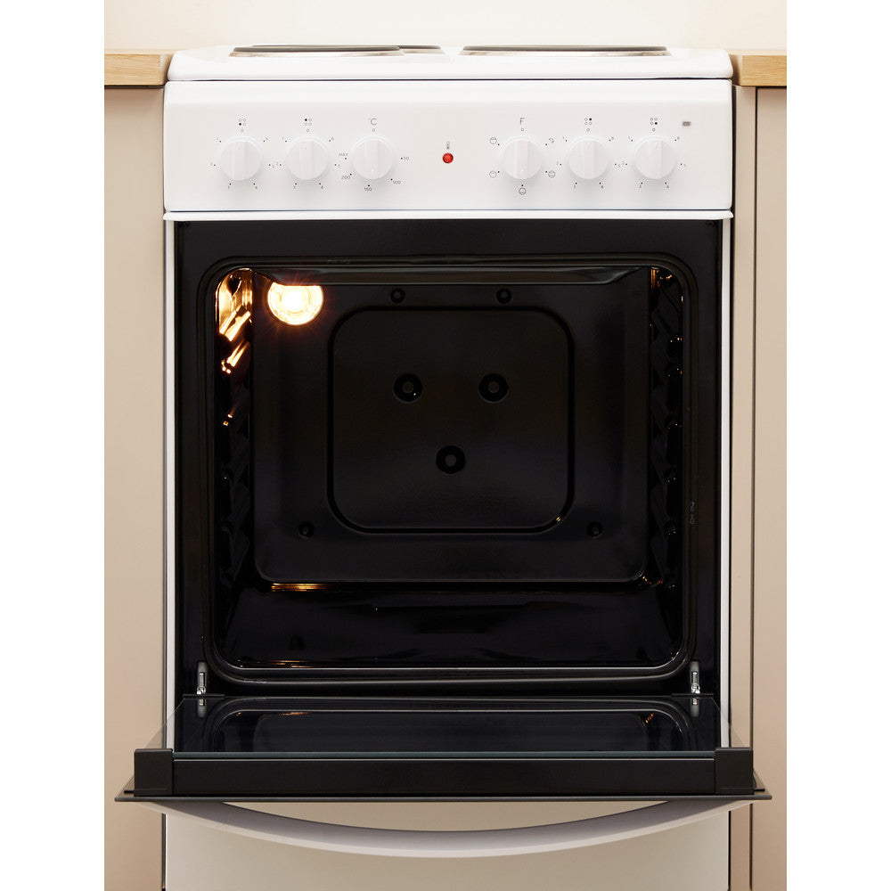 Indesit 50cm Electric Cooker with Solid Plate Hob - White - IS5E4KHW