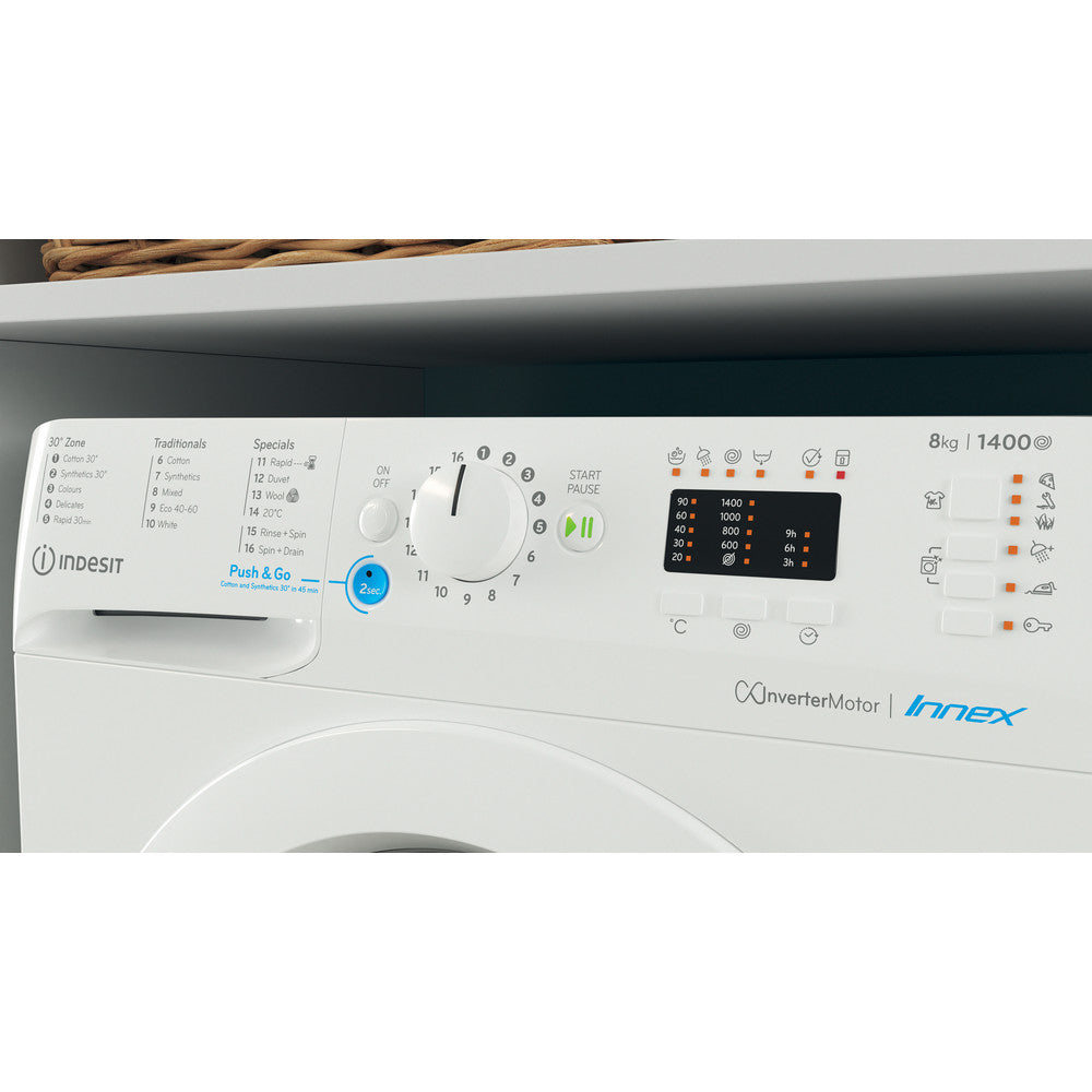 Indesit Innex BWA81485XWUKN 8kg Washing Machine with 1400 rpm - White - B Rated