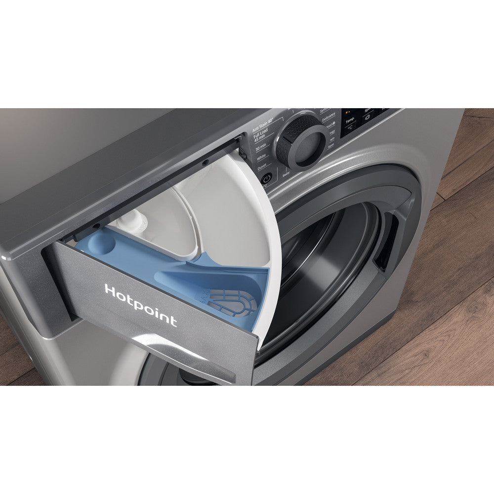 Hotpoint 8kg 1600rpm Washing Machine With Steam Hygiene - Graphite - NSWM864CGGUKN