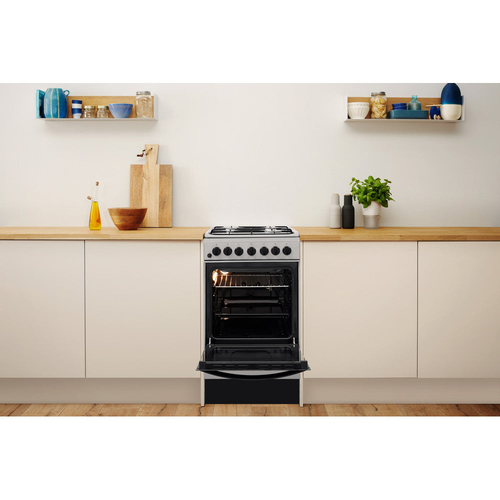 INDESIT 50 cm Dual Fuel Cooker - Silver - IS5G4PHSS