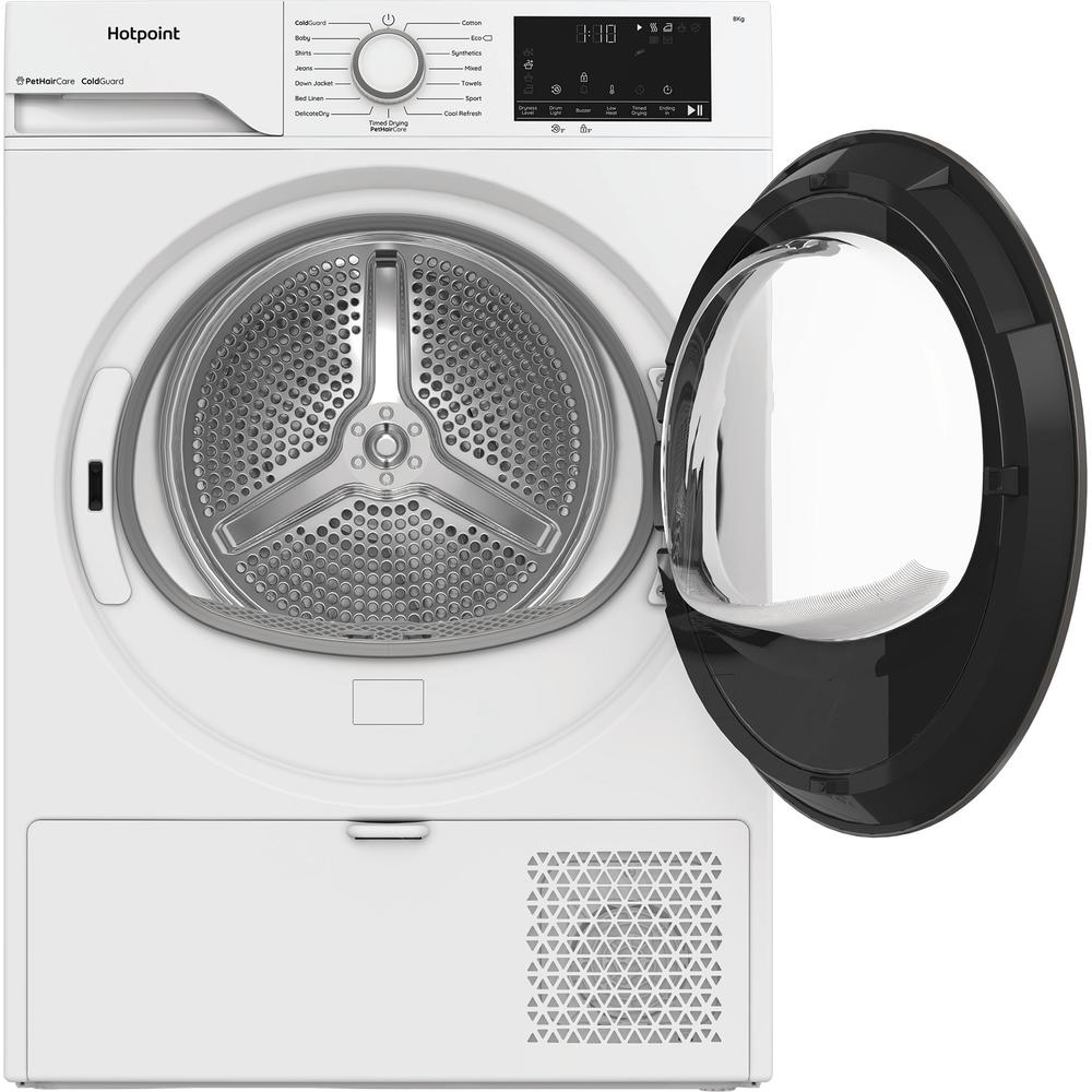 Hotpoint 8kg Heat Pump Tumble Dryer – White, 60cm, Pet Hair Care (CHSD82MWWUK)