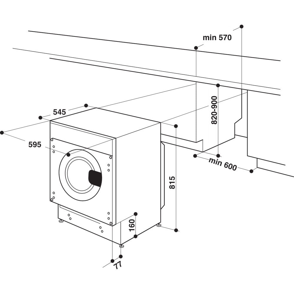 Hotpoint BIWDHG961485UK Integrated 9Kg / 6Kg Washer Dryer with 1400 rpm - White - D Rated