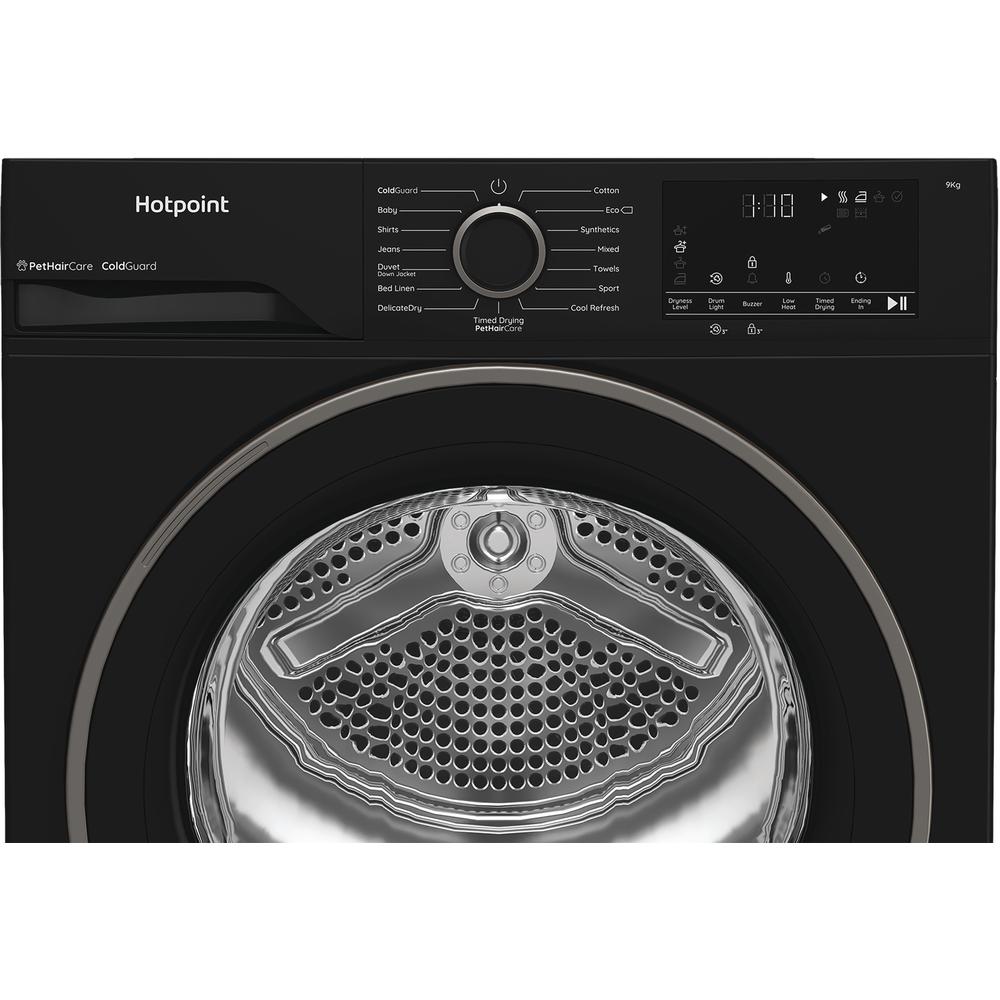 Hotpoint 9kg Heat Pump Tumble Dryer – Black, 60cm, Pet Hair Care (CHD93MBBUK)