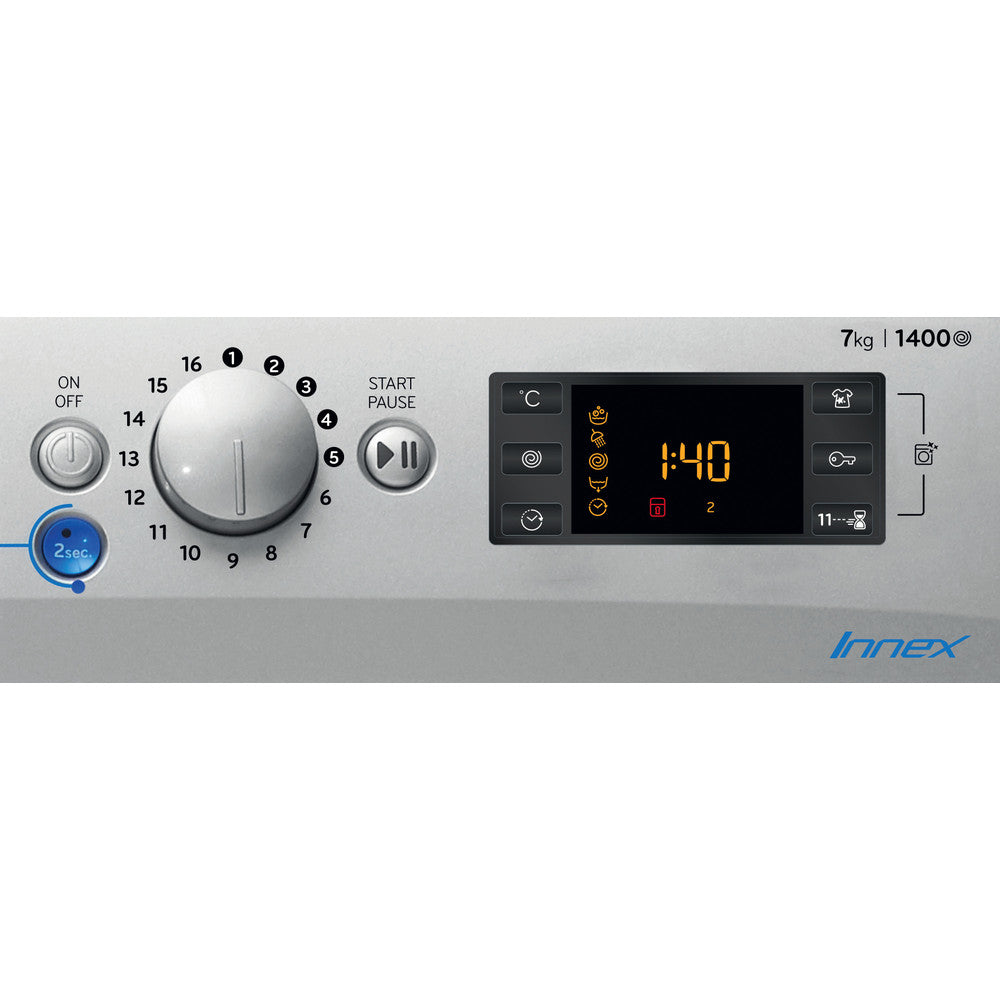 Indesit BWE71452SUKN 7kg Washing Machine - 1400 rpm, Silver Finish, E Rated Efficiency"