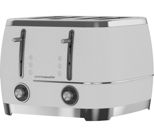 BEKO Cosmopolis 4-Slice Toaster – White & Chrome – Model TAM8402CR