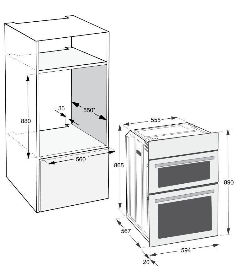 Indesit DII10DIX Built‑In Electric Double Oven – 69 L + 36 L, Twin Grill & Fan Cooking, Stainless Steel