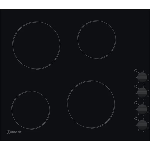 Indesit 60cm Electric Ceramic Hob - Black - Knob - RI 860C