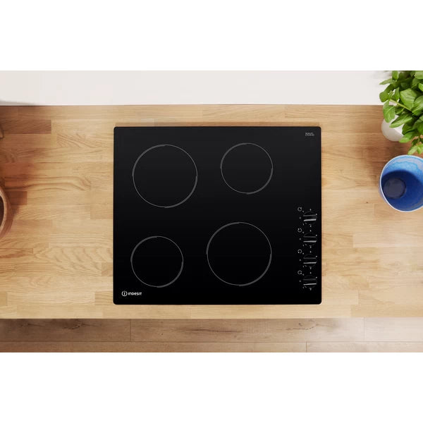 Indesit 60cm Electric Ceramic Hob - Black - Knob - RI 860C