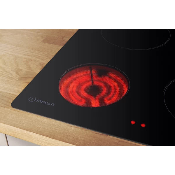 Indesit 60cm Electric Ceramic Hob - Black - Knob - RI 860C