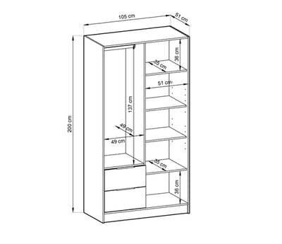 Nelly Hinged Door Wardrobe 105cm