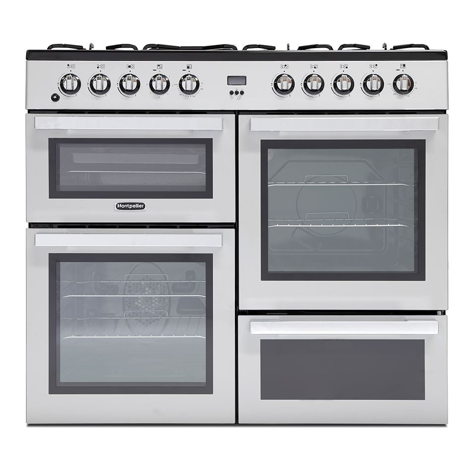 MONTPELLIER MDF100S DUAL FUEL RANGE COOKER IN SILVER