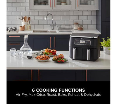 Ninja Foodi Dual Zone Air Fryer AF300UK – 7.6L, 6 Cooking Functions, Black