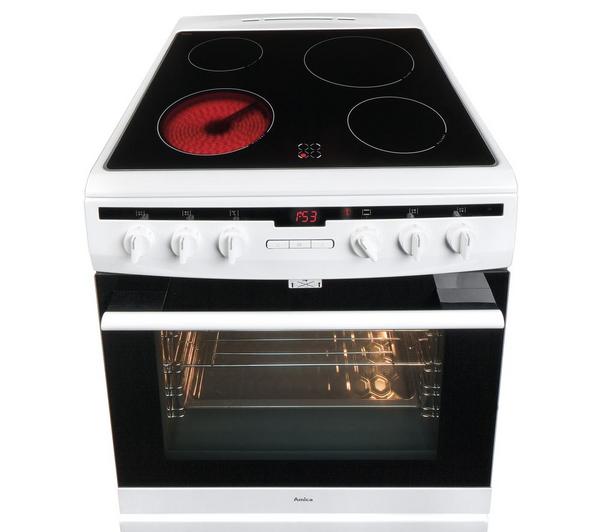 Amica 608CE2TAW 60cm A-Rated Electric Cooker with Single Oven & Ceramic Hob – White