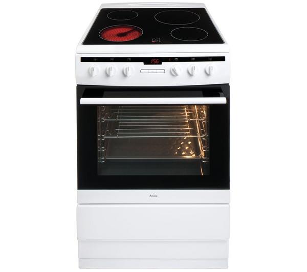 Amica 608CE2TAW 60cm A-Rated Electric Cooker with Single Oven & Ceramic Hob – White