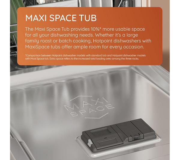 Hotpoint Maxi Space H7F HS41 UK Full Size Dishwasher – 15 Place Settings Freestanding Dishwasher (White)
