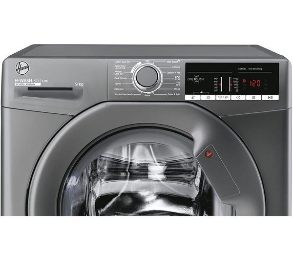 Hoover H‑WASH 300 LITE H3W49TAGG4/1‑80 – 9 kg Washing Machine, 1400 rpm, Graphite, B Rated