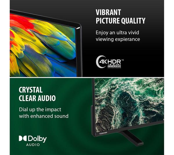 Toshiba 43UV2363DB 43`` Smart Vidaa, Borderless 4K Hdr, Satellite Tuner, Disney+