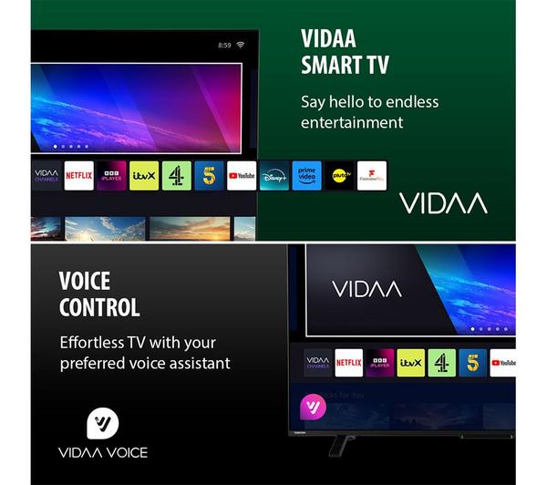 Toshiba 43UV2363DB 43`` Smart Vidaa, Borderless 4K Hdr, Satellite Tuner, Disney+