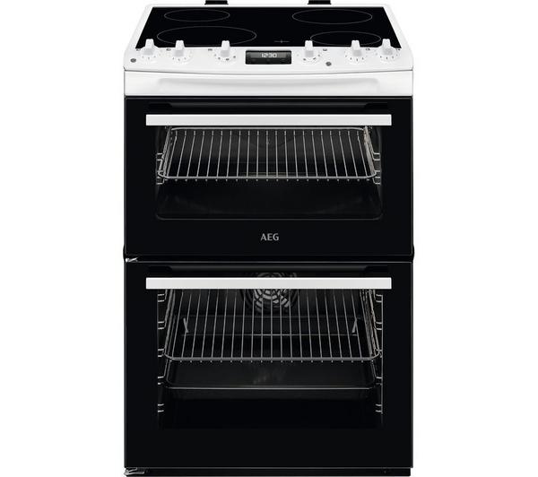 AEG 5000 SurroundCook CCX6540ACW 60cm Electric Cooker with Double Oven & 4-Zone Ceramic Hob – White – A Rated