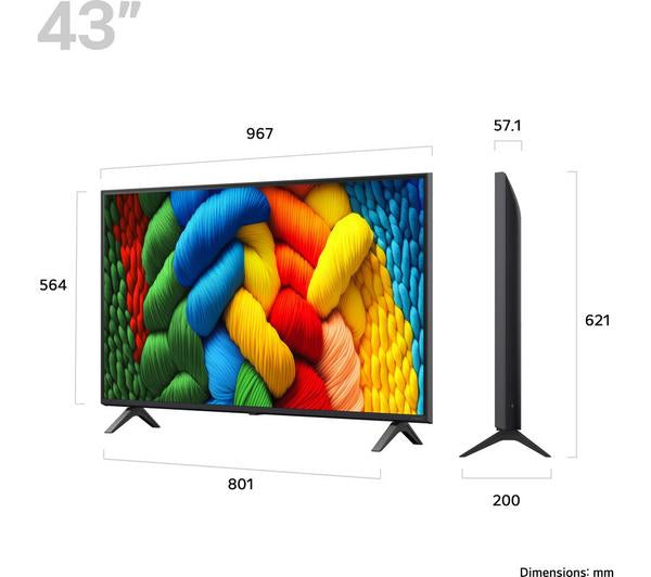 LG 43” NANO80 4K UHD NanoCell AI HDR Smart TV (2025 Model, 43NANO80A6B)