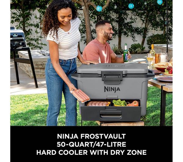 Ninja FrostVault 47L Hard Cooler with Dry Zone – Slate Grey | FB151UKGY | Keeps Ice Cold for Days