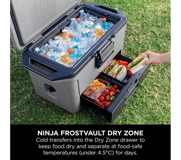 Ninja FrostVault 47L Hard Cooler with Dry Zone – Slate Grey | FB151UKGY | Keeps Ice Cold for Days