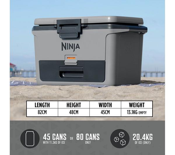 Ninja FrostVault 47L Hard Cooler with Dry Zone – Slate Grey | FB151UKGY | Keeps Ice Cold for Days