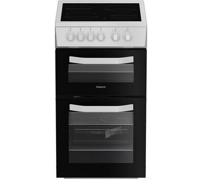 Hotpoint HTE5VCW – 63 L Twin-Cavity Electric Ceramic Cooker, Separate Grill & Fast Preheat – White, A Rated