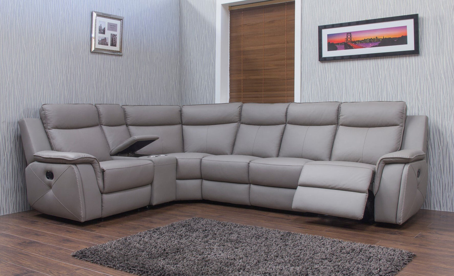 Infiniti Half Leather Modular Sofa - Taupe Grey