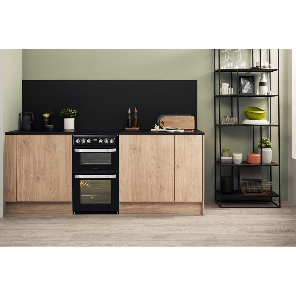 Hotpoint HD5V93CCB/UK 50cm Electric Cooker with Ceramic Hob - Black - A/B Rated
