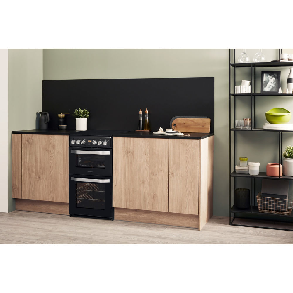 Hotpoint HD5V93CCB/UK 50cm Electric Cooker with Ceramic Hob - Black - A/B Rated