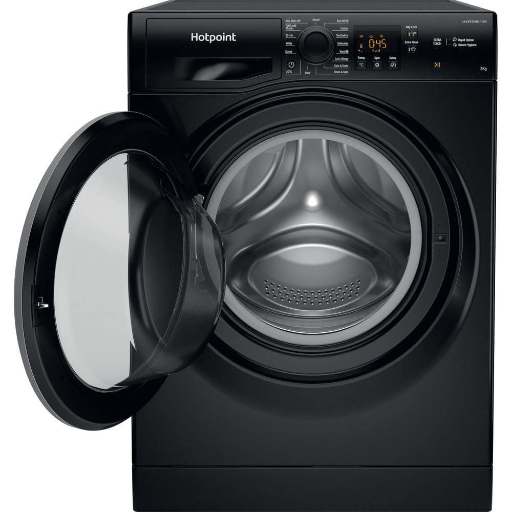 Hotpoint NSWM864CBSUKN Freestanding 8kg 1600rpm Anti Stain Washing Machine in Black