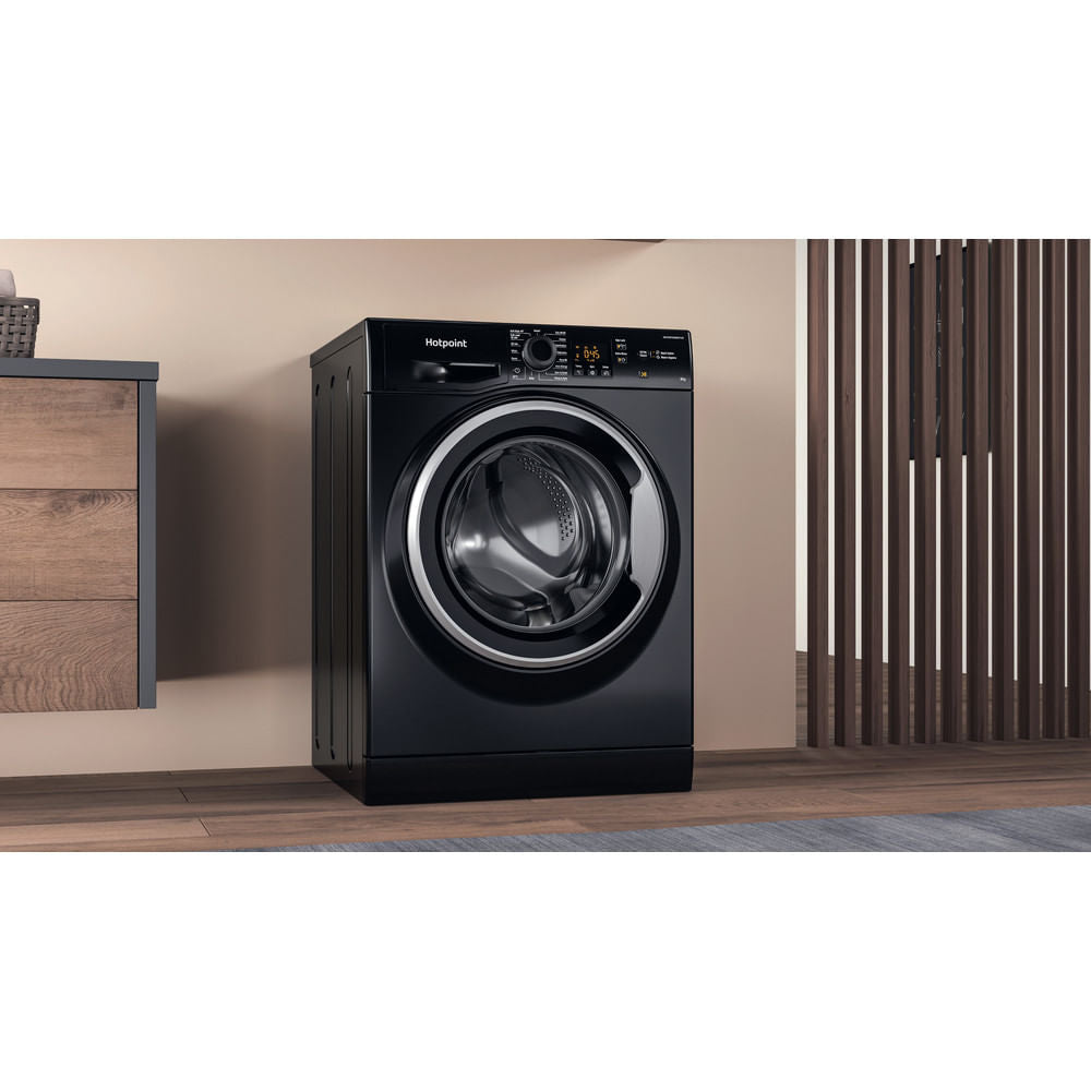 Hotpoint NSWM864CBSUKN Freestanding 8kg 1600rpm Anti Stain Washing Machine in Black
