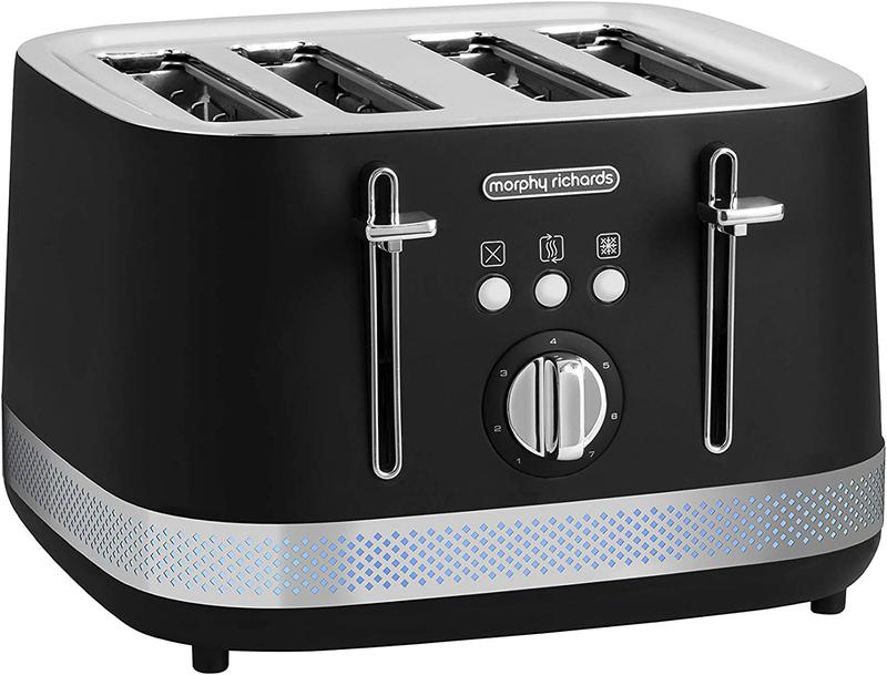Stainless steel illuminated 4 slice Toaster black