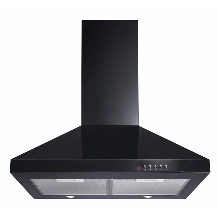 CDA ECH61BL 60cm Chimney Cooker Hood – Black – 427 m³/h – LED Lighting