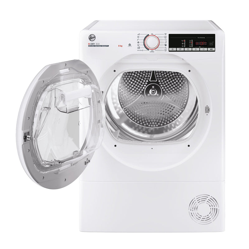 Hoover H-Dry 300 8kg Heat Pump Tumble Dryer – Energy Efficient, Sensor Dry, Wi-Fi Connected, White (HLE H8A2TE-80)