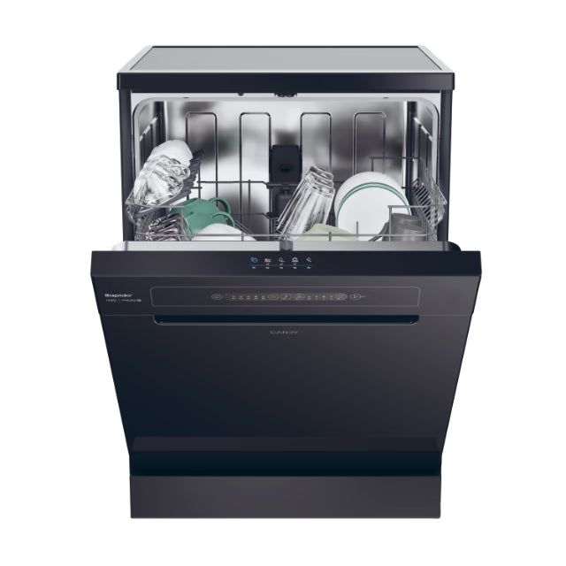Candy Rapido 13 Place Freestanding Dishwasher CF3C9E0B‑80 – Black Freestanding Dishwasher 13 Place Settings