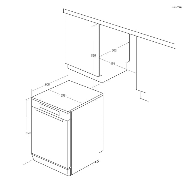 Candy Rapido 13 Place Freestanding Dishwasher CF3C9E0B‑80 – Black Freestanding Dishwasher 13 Place Settings