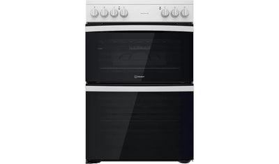 Indesit 60Cm Double Oven Electric Cooker In White - ID67V9KMWUK