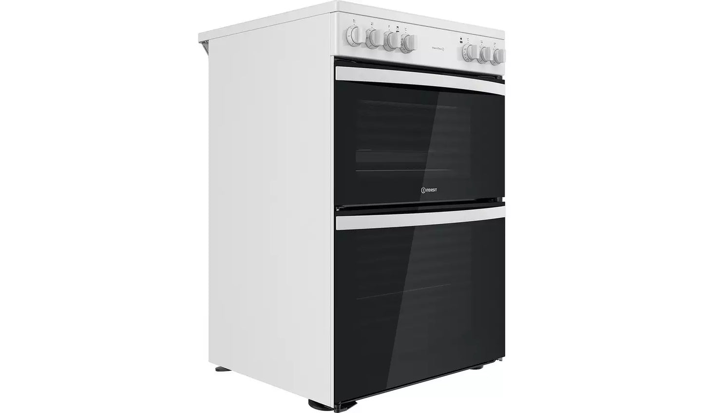 Indesit 60Cm Double Oven Electric Cooker In White - ID67V9KMWUK