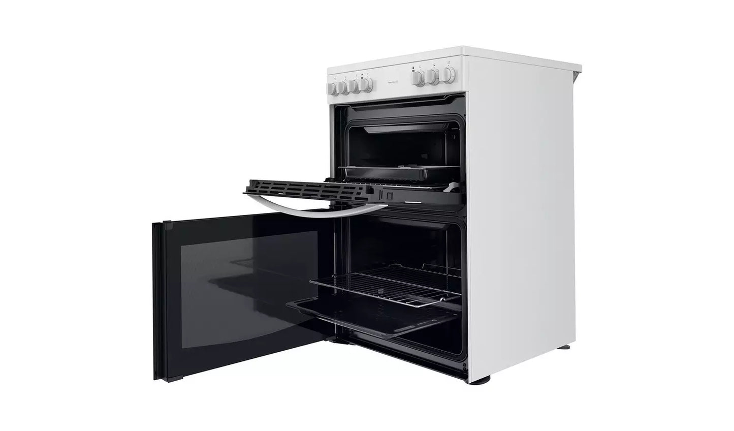 Indesit 60Cm Double Oven Electric Cooker In White - ID67V9KMWUK