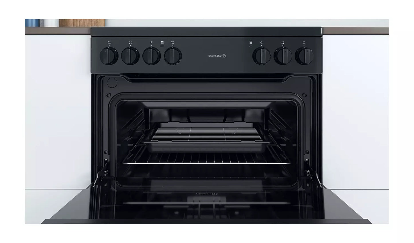 Indesit Electric Double Cooker 60cm Black - ID67V9KMBUK