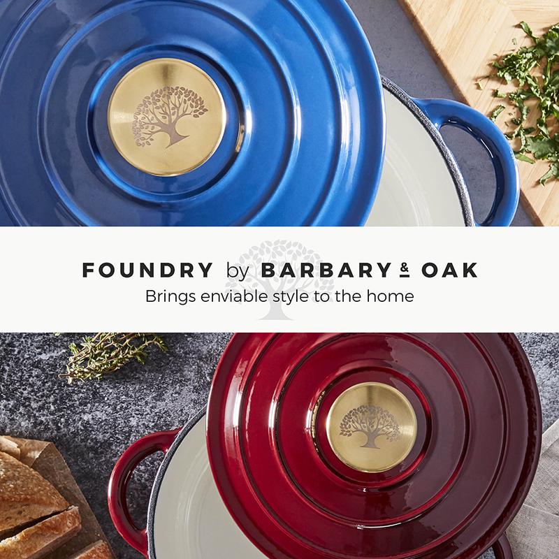 Barbary Oak Foundry 20cm Round Cast Iron Casserole Limoges Blue