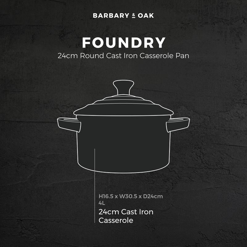 Barbary Oak Foundry 24cm Round Cast Iron Casserole Camembert Cream