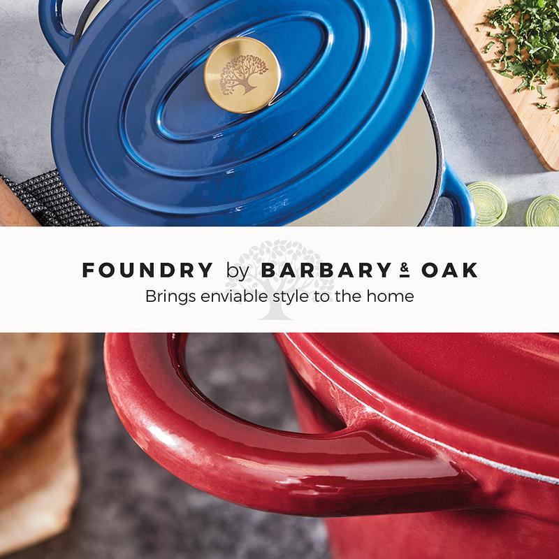 Barbary Oak Foundry 29cm Oval Cast Iron Casserole Limoges Blue